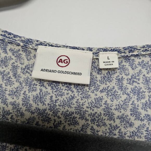 AG Adriano Goldschmied Silk Blend Feminine Ruffled Work Office Blouse Size Large - Picture 2 of 5